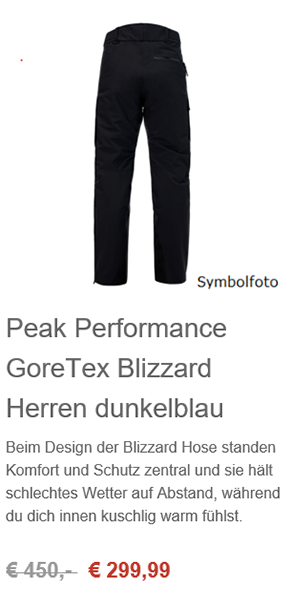 Peak Performance Herren GoreTex Blizzard Wattiert Skihose
