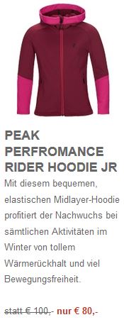 Peak Performance Rider Hoodie mit Zip Kinder
