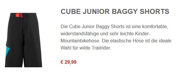 Cube JUNIOR Baggy Shorts